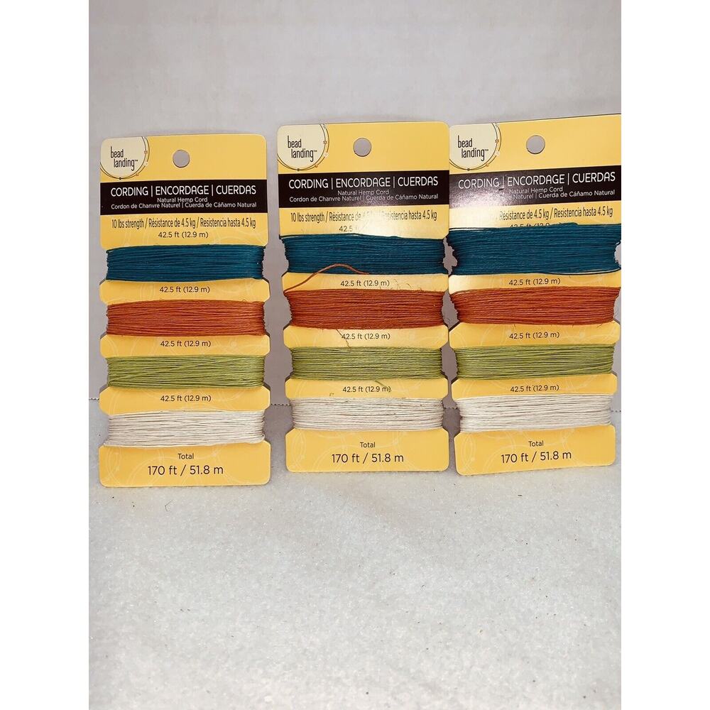 New Bead Landing Cording Lot of 3 Cards Each 4 Color Jewelry Making 170ft 51.8m